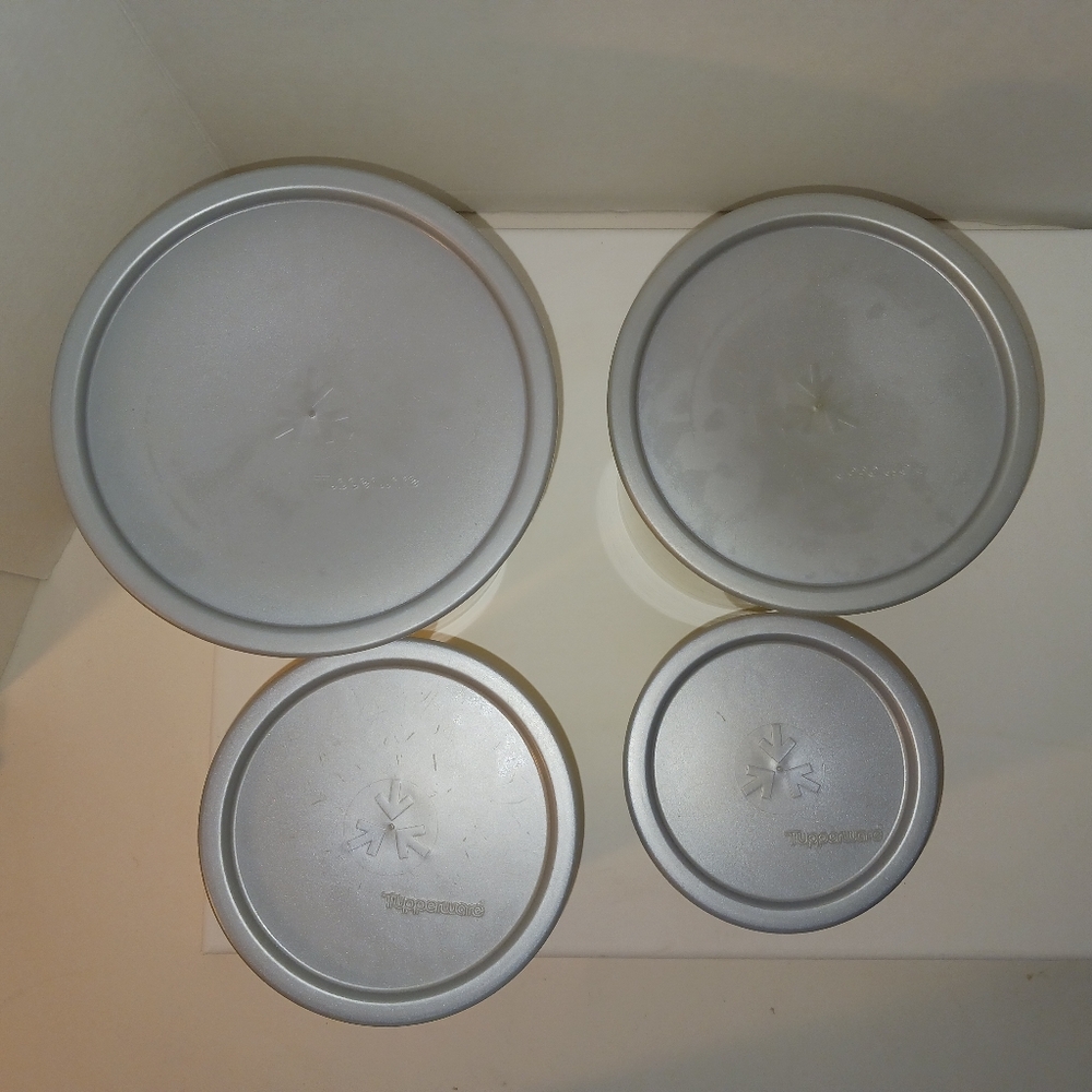 Tuppereare One Touch Canister Set - White/Gray - Vintage - Picture 4 of 10